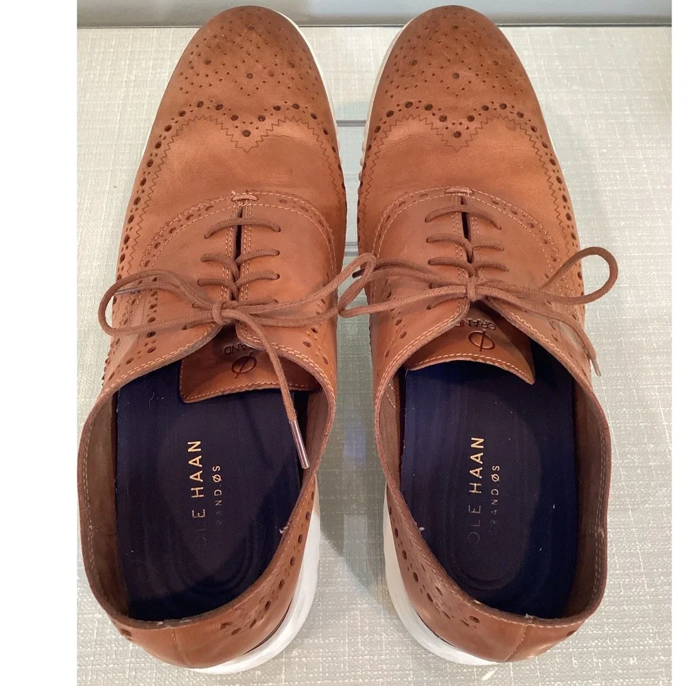 Cole Haan Grand.OS British Tan Leather Wingtip Oxford Shoe Sneaker C31532 Sz 13M